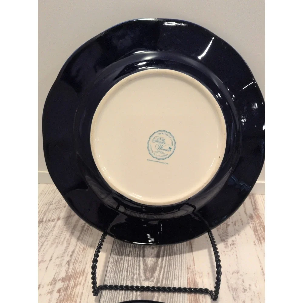 Pioneer Woman Dazzling Dahlias Dinner Plates Cobalt